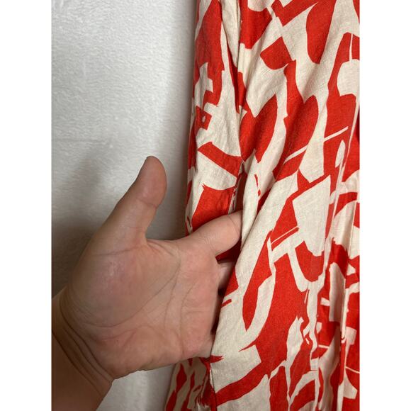 Universal Standard Orange Cream Geo Print Hi Low Skirt sz L (22-24) - Picture 8 of 10